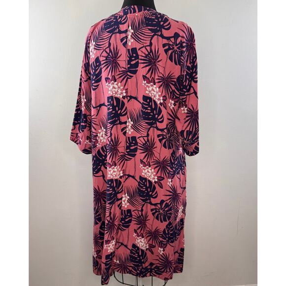 Modcloth x Collectif Sabina Pink Navy Maxi Kimono Feeling Tropicool Size Small S - Picture 5 of 6